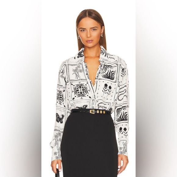 NEW Lenae Shirt in Ivory & Black Frames - Picture 3 of 4